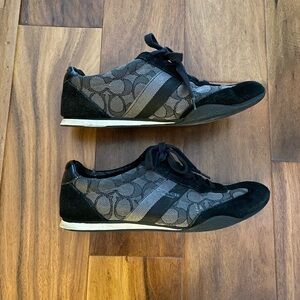 COACH Black and Gray Jacquard Kelson Outline Signature Suede Sneaker Shoes